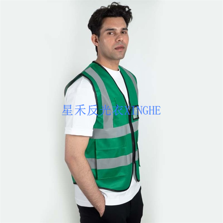 Green Polyester Segondè Vizibilite Sekirite Vest